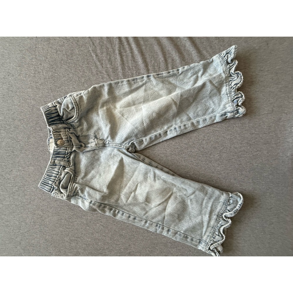 Zara Ruffle Hem Jeans Mint Lace Top & Floral Crochet Bodysuit Set Toddler 3Y 3/6
